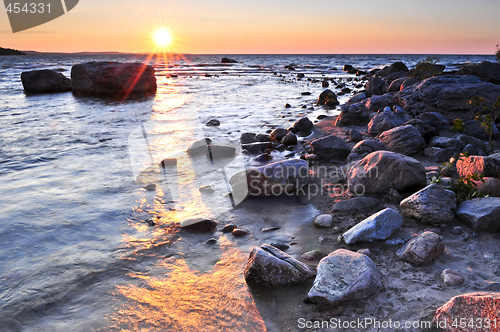 Image of Sunset over water