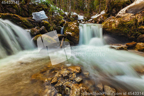 Image of Cascade of Sibli-Wasserfall. Rottach-Egern, Bavaria,  Germany