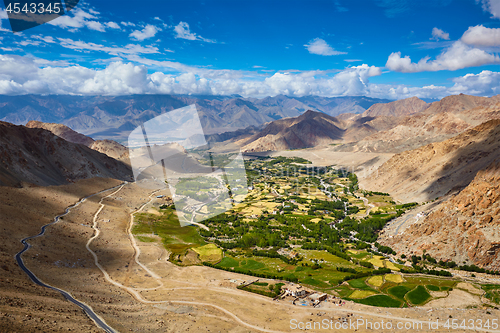 Image of View of Indus valley in Himalayas. Ladakh, India