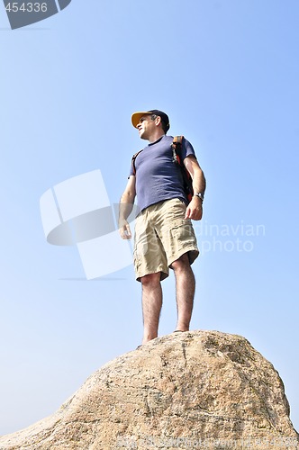 Image of Hiker standing on a rock