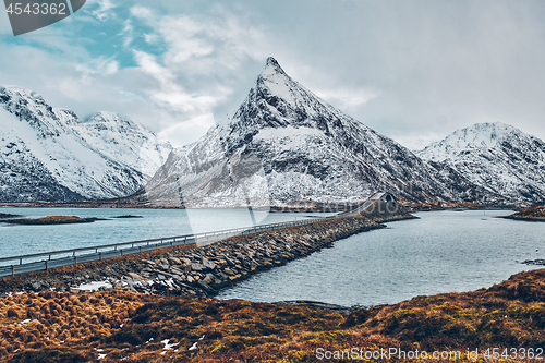 Image of Fredvang Bridges. Lofoten islands, Norway