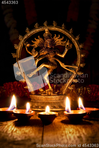 Image of Shiva Nataraja with Diwali lights