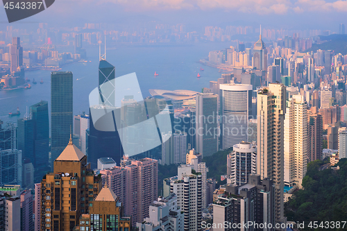 Image of Hong Kong skyscrapers skyline cityscape view