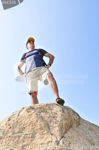 Image of Hiker standing on a rock