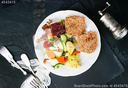 Image of homemade meat cutlet cordon bleu