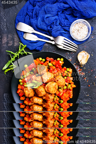 Image of vegetables with meatballs