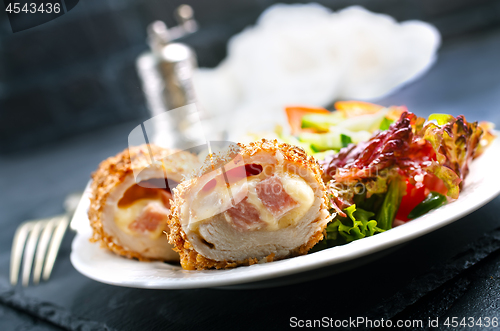 Image of homemade meat cutlet cordon bleu