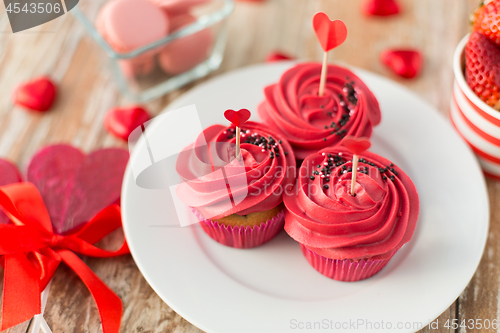 Image of close up of red sweets for valentines day