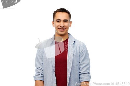 Image of smiling young man over white background