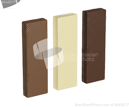 Image of White, brown and dark chocolate wafers