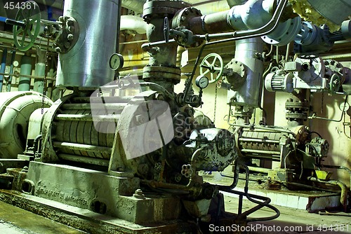 Image of Pipes, tubes, machinery and pumps at a power plant     