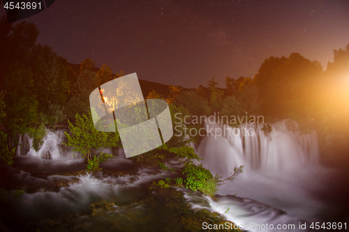 Image of waterfalls in night