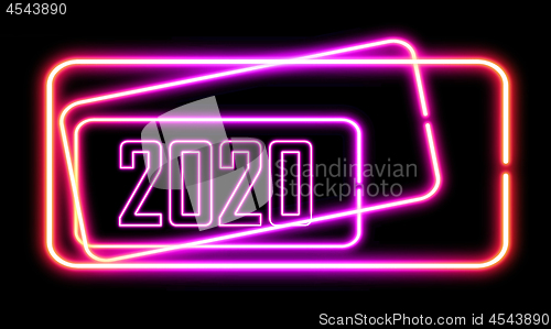 Image of background of 2020 with neon light 