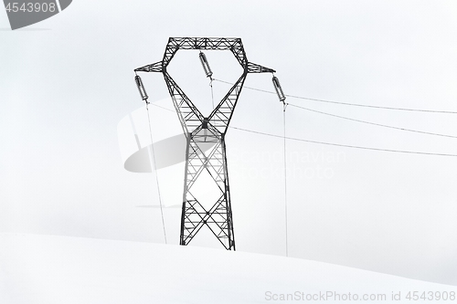 Image of Electric power lines in snow