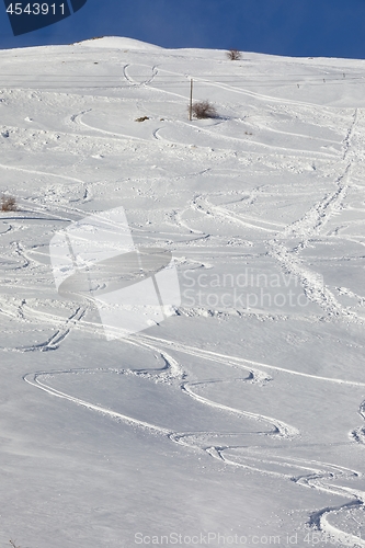 Image of Ski Slope with Fresh Curves