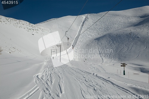 Image of Skiing slopes sunny weather