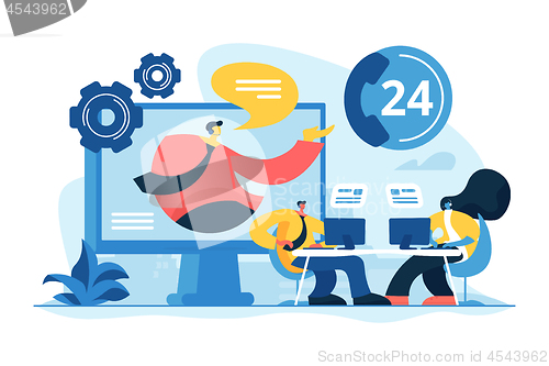 Image of Contact center concept vector illustration