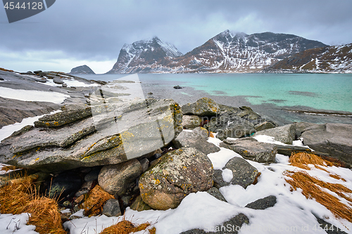 Image of Rocky coast of fjord in Norway