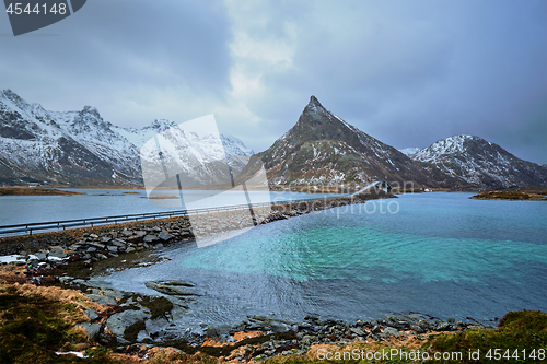 Image of Fredvang Bridges. Lofoten islands, Norway