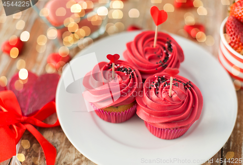 Image of close up of red sweets for valentines day