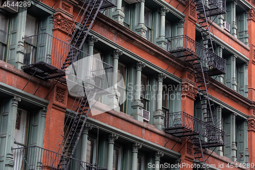 Image of A fire escape of an apartment building in New York city