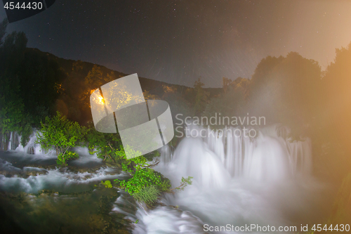 Image of waterfalls in night