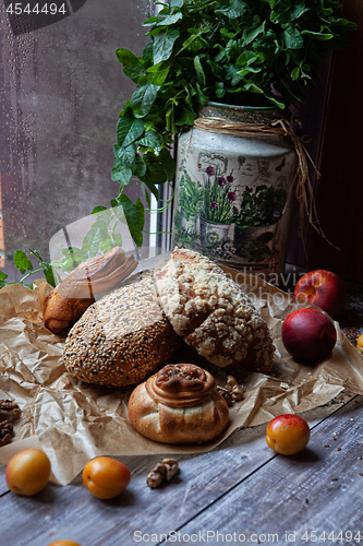 Image of Bread And Fruits