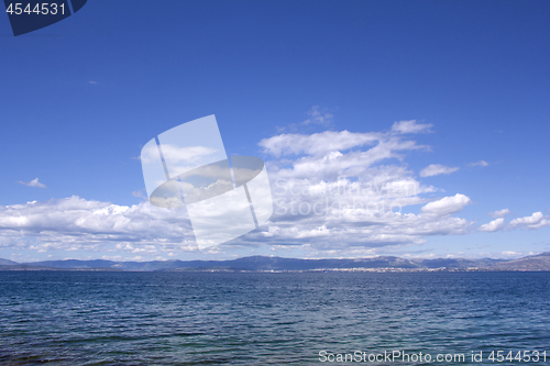 Image of Panorama sky with clouds and water of sea