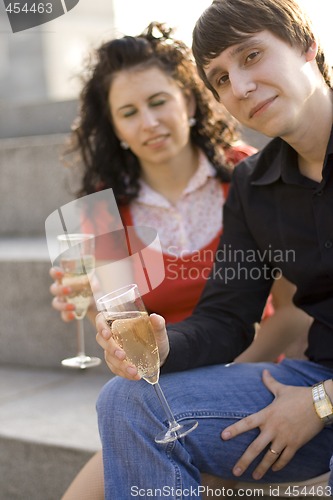 Image of happy couple celebrating