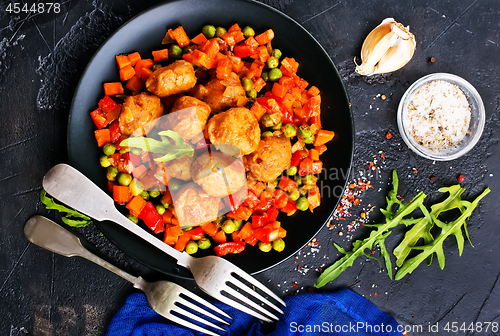 Image of vegetables with meatballs