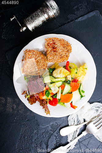 Image of homemade meat cutlet cordon bleu