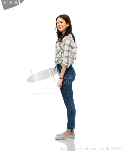 Image of young woman or teenage girl over white background