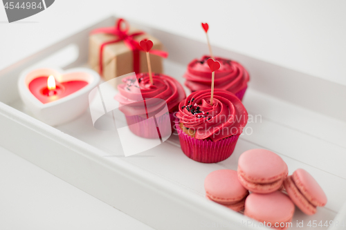 Image of close up of red sweets for valentines day