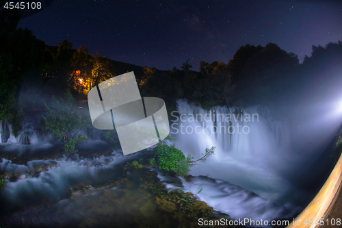 Image of waterfalls in night