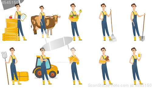 Image of Vector set of illustrations with farmer characters