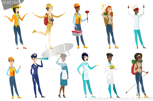 Image of Professional women vector illustrations set.