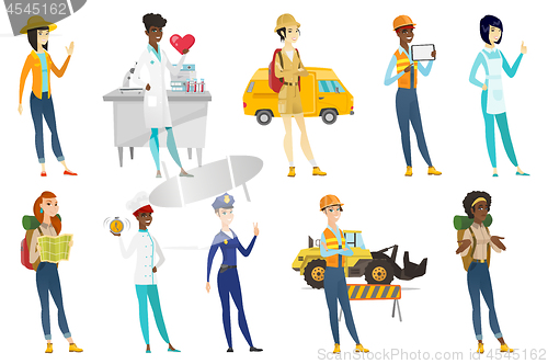 Image of Professional women vector illustrations set.