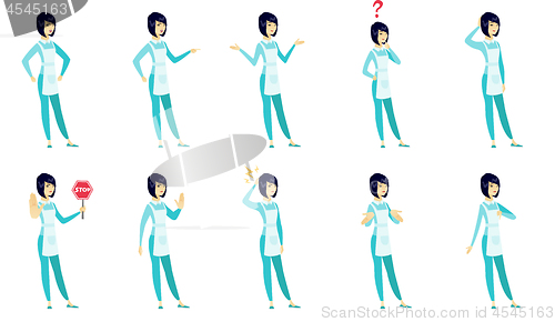 Image of Vector set of illustrations with cleaner character