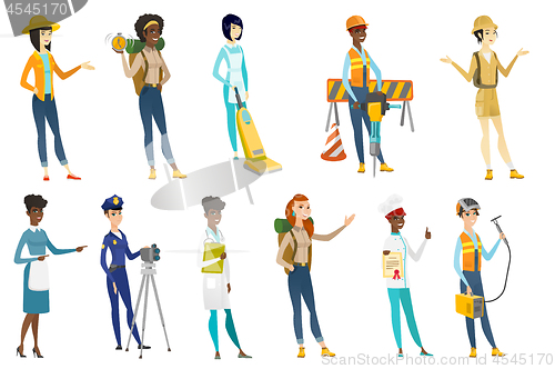 Image of Professional women vector illustrations set.