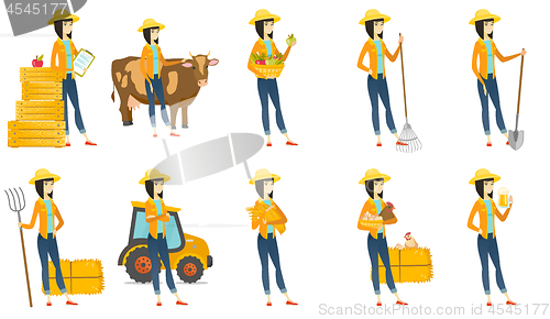 Image of Vector set of illustrations with farmer characters