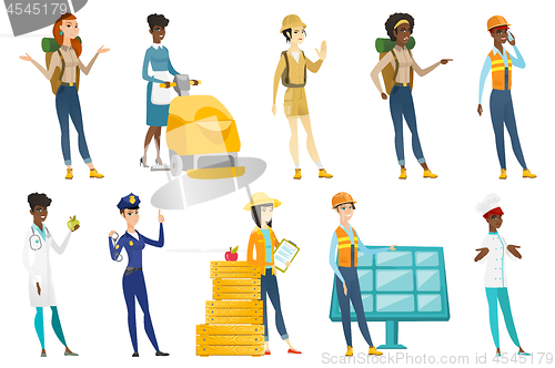 Image of Professional women vector illustrations set.