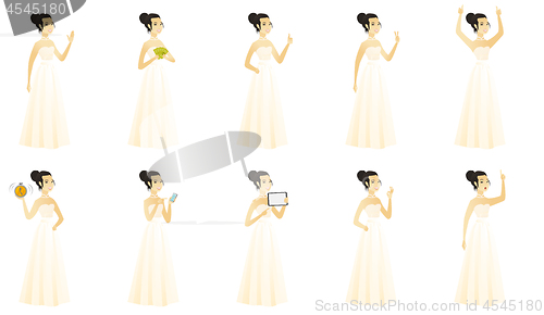 Image of Vector set of illustrations with bride character.