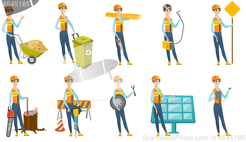 Image of Vector set of builder characters.