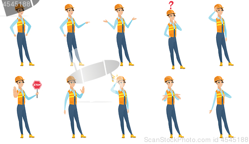 Image of Vector set of builder characters.