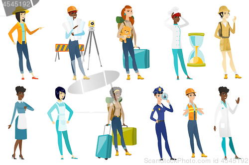 Image of Professional women vector illustrations set.