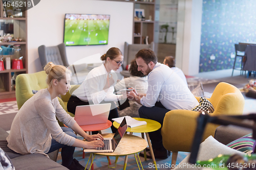 Image of Startup Business Team At A Meeting at modern office building