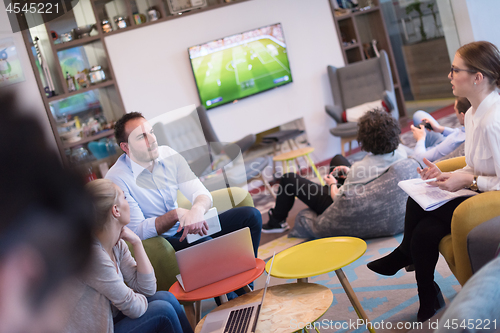 Image of Startup Business Team At A Meeting at modern office building