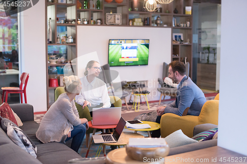 Image of Startup Business Team At A Meeting at modern office building