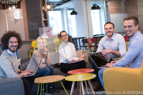Image of Startup Business Team At A Meeting at modern office building
