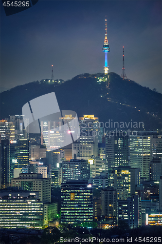 Image of Seoul skyline in the night, South Korea.